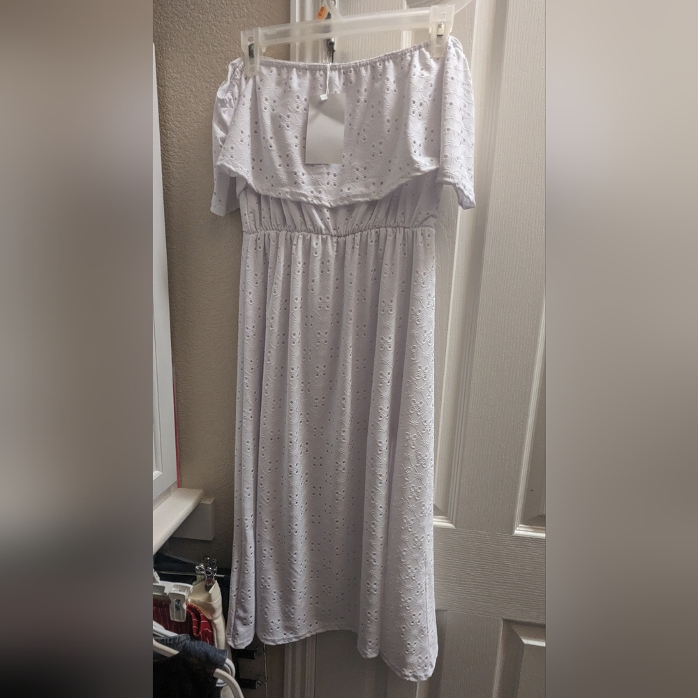 White off the shoulder midi dress UK size 8